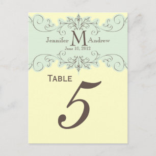 Cartões Números De Tabela De Casamento De Monogram