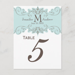 Cartões Números De Tabela De Casamento De Monogram