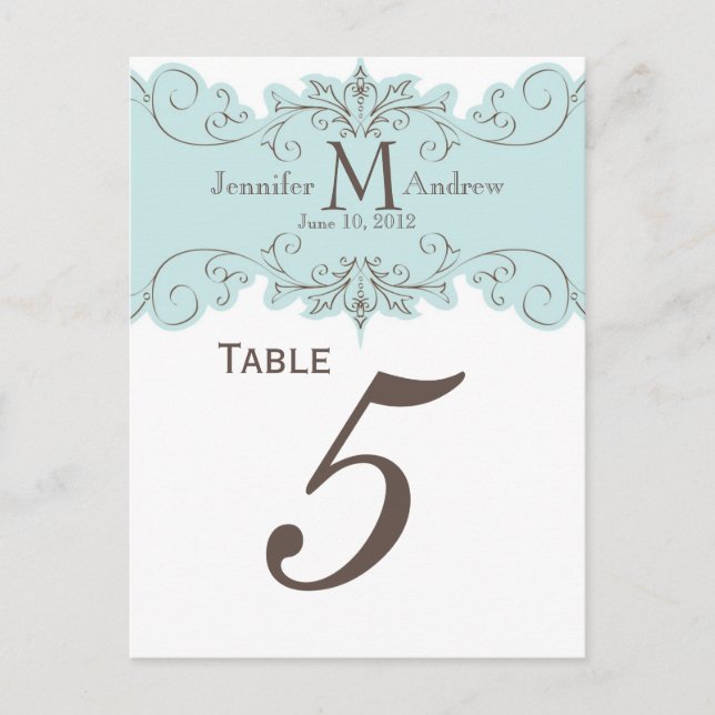 Cartões Números De Tabela De Casamento De Monogram (Frente)