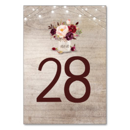 Cartões Números De Tabela De Casamento Floral Rust