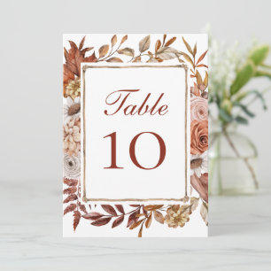 Cartões Números De Tabela De Casamento Floral Terr
