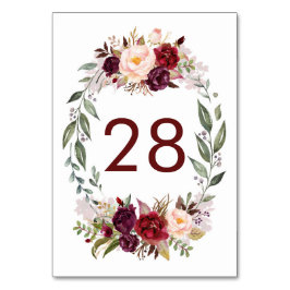 Cartões Números De Tabela De Casamento Floral Verm