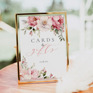 Cartões Oferece Sinal de Chá de fraldas Floral Ros