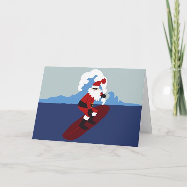 Cartões Papai noel-Horizontais surfando (Frente)