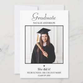 Cartões para Anúncio de Graduação de Foto em Branc