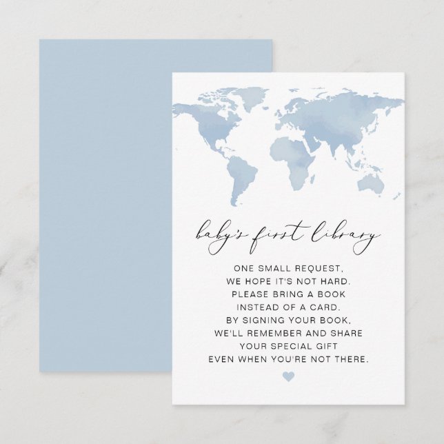 Cartões para bebês - Mapa mundial de livros para a (Frente/Verso)