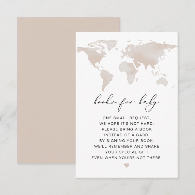 Cartões para bebês - Mapa mundial de livros para a (Frente/Verso)