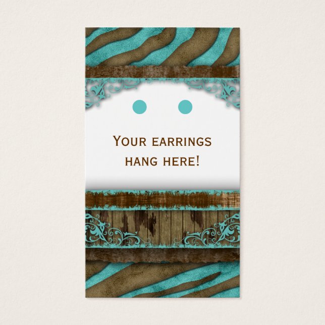 Cartões para exibição de joias Zebra branca ociden (Frente)