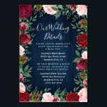 Cartões para Inserção de Casamentos Russos do País<br><div class="desc">Marinho Marsala Country Rustic Wedding Insert Cards - apresenta um fundo de madeira azul de marinho rústico com vegetação,  rosas e outros elementos florais em tons de rosa-pincel,  marsala,  burgundy e muito mais.</div>