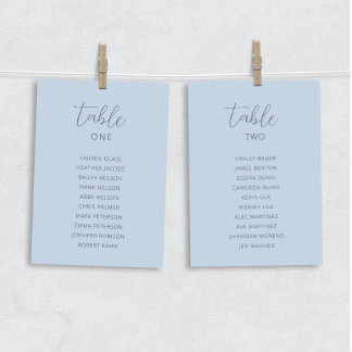 Cartões para Mesa de Casamento Azul Dusty