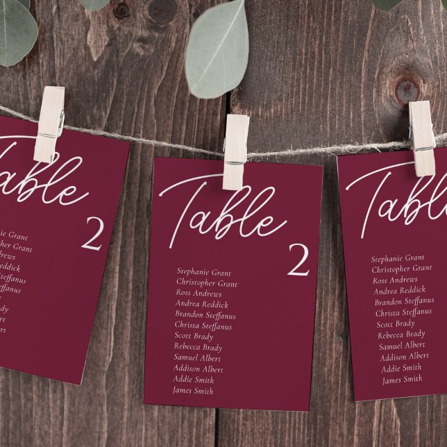 Cartões para Mesa de Casamento Burgundy (Criador carregado)