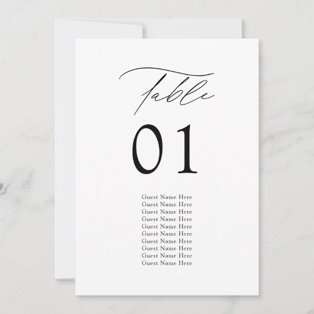 Cartões para Mesa de Casamento Elegante Moderno (Frente)