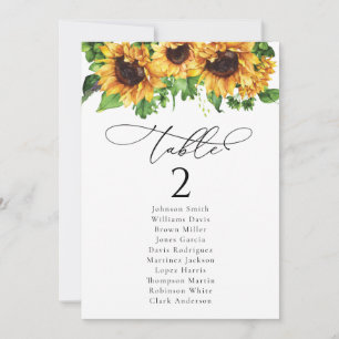 Cartões para Mesa de Sunflower