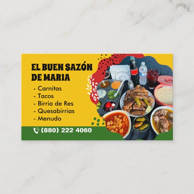 Cartões para Venda de Comida Mexicana (Frente)