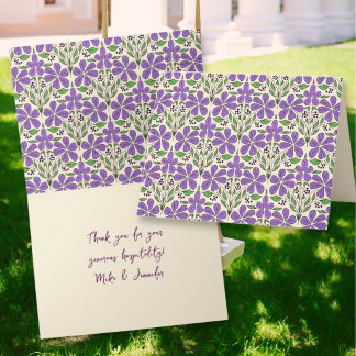 Cartões Personalizados com Estampa Floral Roxa em 