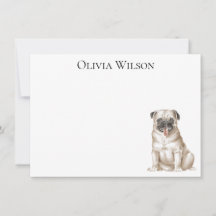 Cartões personalizados com pug
