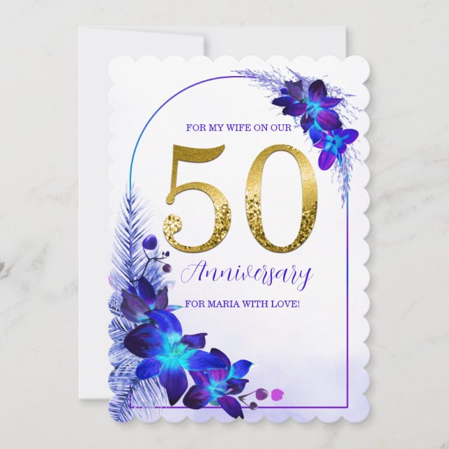 Cartões personalizados de 50 anos para esposa (Frente)