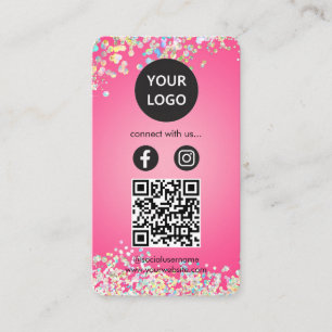 Cartões personalizados holográficos cor-de-rosa -