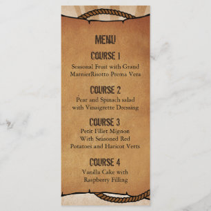 cartões personalizados ocidentais do menu das