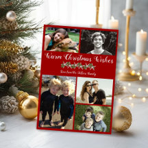 Cartões Planos de Natal com Colagem de Fotos e Est