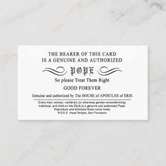 Cartões Pope de POEE Discordianos Erisianos