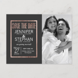 Cartões Postais Chic Faux Rose Gold Save the Date