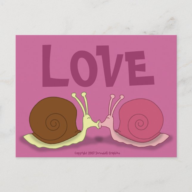 Cartões postais com caracol apaixonado (Frente)