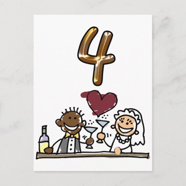 Cartões postais com número 4 da tabela personaliza (Frente)