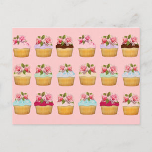 Cartões postais Cupcakes rosa