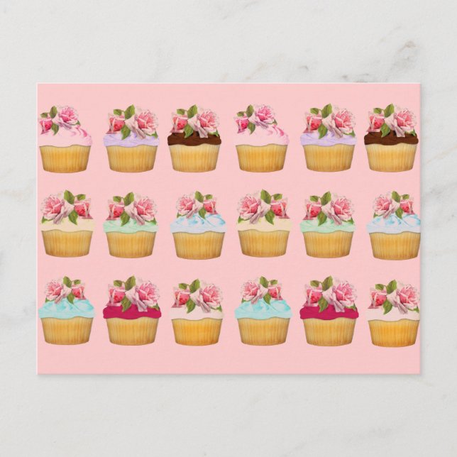 Cartões postais Cupcakes rosa (Frente)