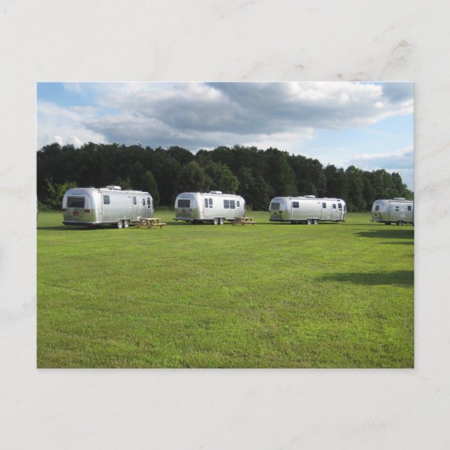 CARTÕES POSTAIS DE ACAMPAMENTO RETRÔ PRATA CAMPER (Frente)