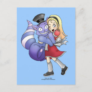 Cartões postais de Alice e de Gato Cheshire