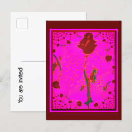 Cartões postais de convite à Rosa vermelha Fractal