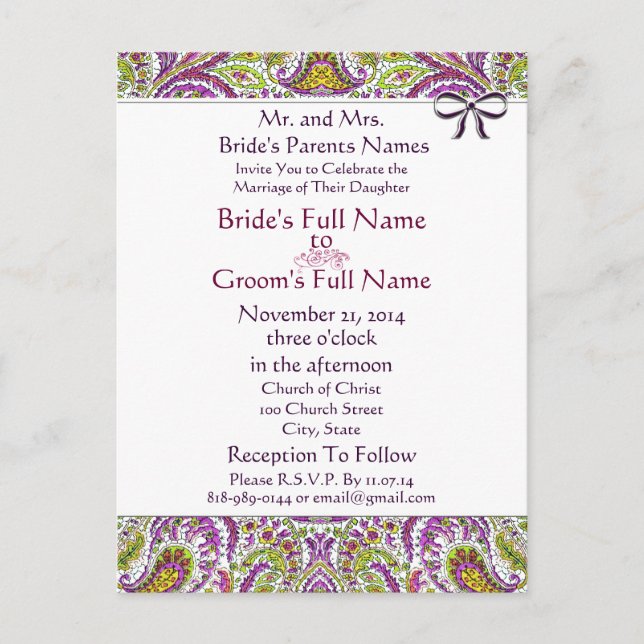 Cartões-postais de convite para casamentos baratos (Frente)