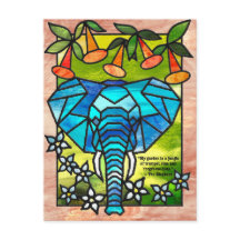 Cartões Postais de Elefante em Vidro Colorido