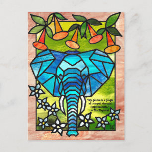 Cartões Postais de Elefante em Vidro Colorido