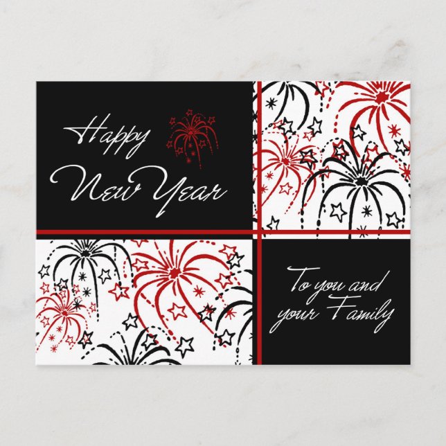 Cartões postais de Feliz ano novo Fireworks (Frente)