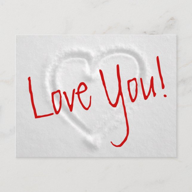 Cartões postais de inverno românticos com coração  (Frente)