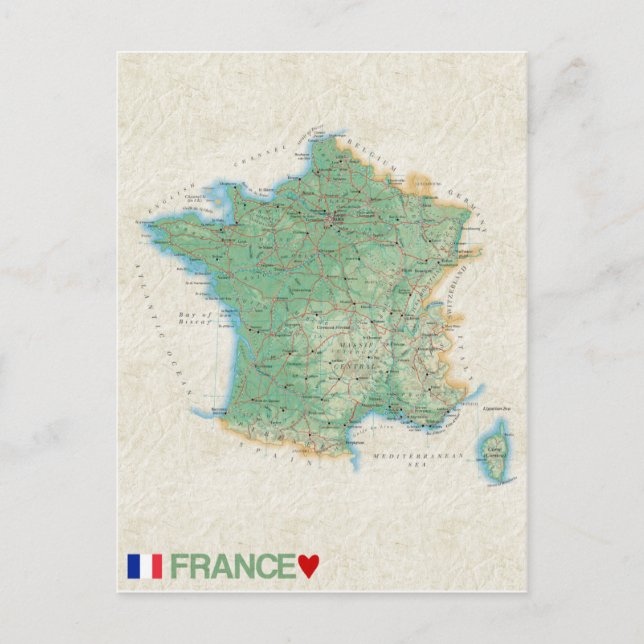 CARTÕES POSTAIS DE MAPAS ♥ França (Frente)