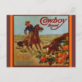 Cartões postais de Marca Vintage Cowboy Fruta bois