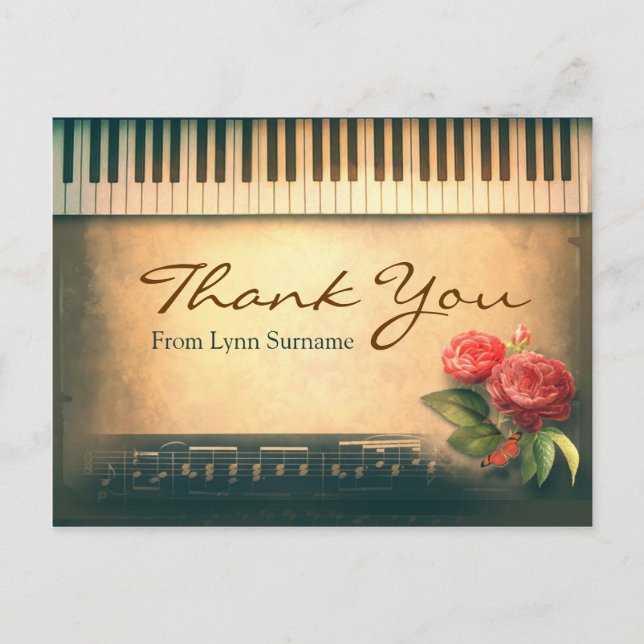 cartões postais de música pianista vintage (Frente)