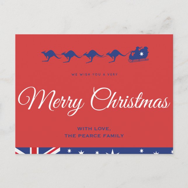 Cartões postais de natal australiano Kangaroo Slei (Frente)