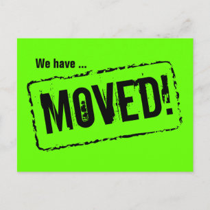 Cartões postais de néon verde para mudança de ende