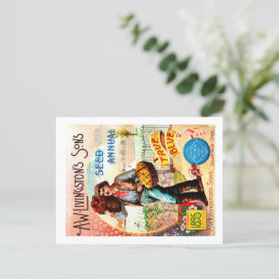 Cartões postais de pacotes de sementes.