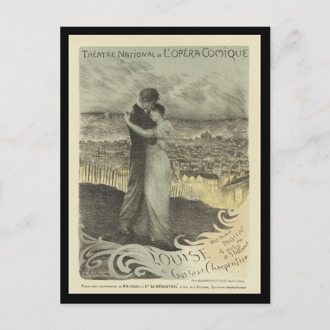 Cartões postais de poster vintage - Amantes (Frente)
