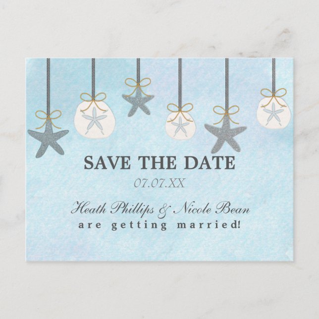 Cartões postais de praia com Starfish & Sand Dolla (Frente)