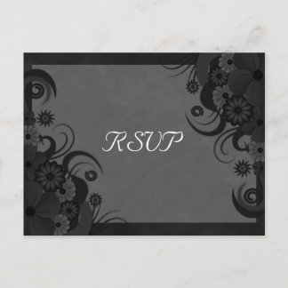 Cartões postais de resposta RSVP de Cinza e preto 