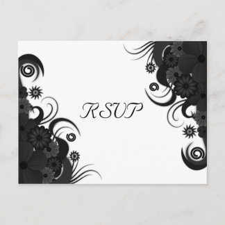 Cartões postais de resposta RSVP preto-e-branco