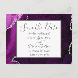 Cartões Postais de Save the Date de Ágata Roxa For