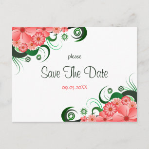 Cartões Postais de Save The Date de Hibisco Rosa F